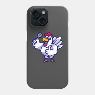 Cute Chicken Chef Holding Spatula Cartoon Phone Case