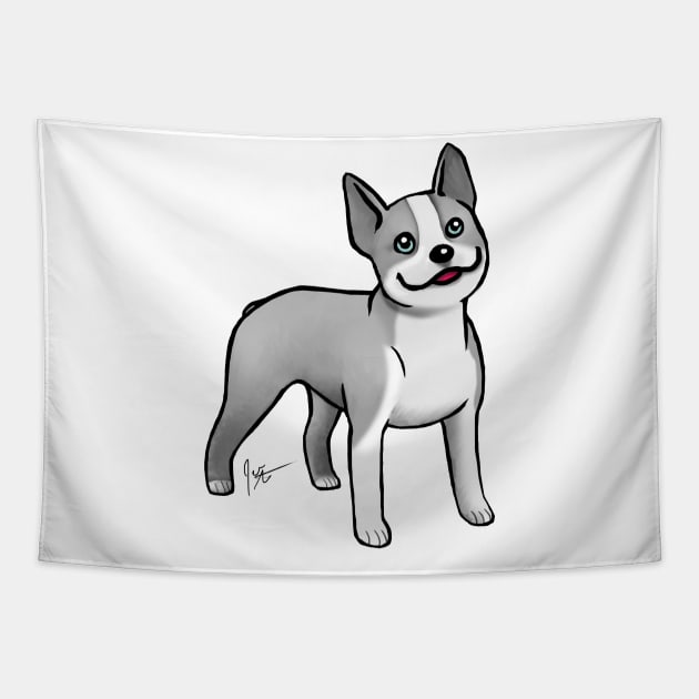 Dog - Boston Terrier - Gray Tapestry by Jen's Dogs Custom Gifts and Designs