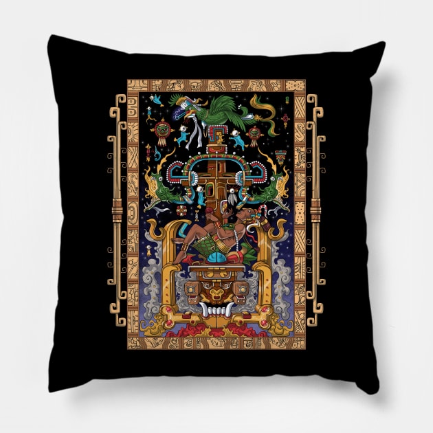 Ancient Mayan King Pakal Pillow by underheaven