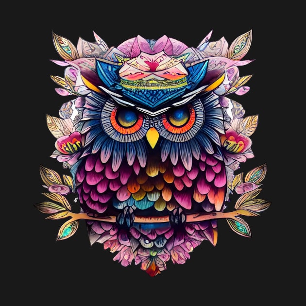 Multicolored drawn owl. by RulizGi