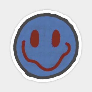 Blue and Maroon Smiley Face Magnet