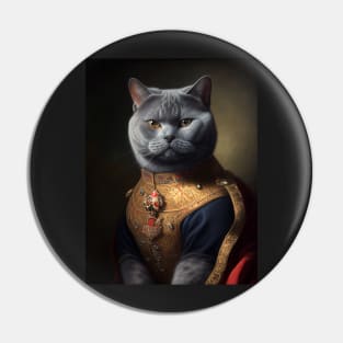 Royal Portrait of a British Shorthair Cat Pin