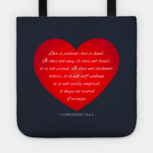 Inspirational Love Bible Verse Valentine's Day Calligraphy Tote