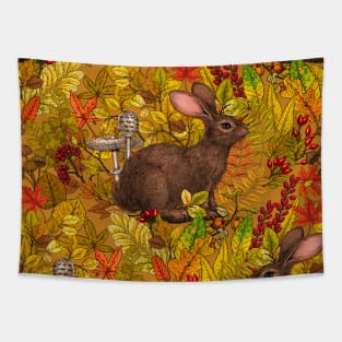 Autumn Rabbit on ochre Tapestry