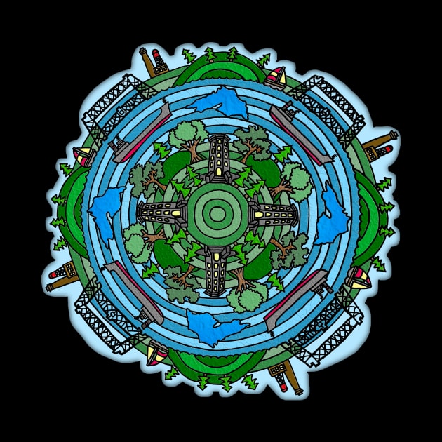 Duluth, Minnesota Themed Mandala Style Drawing by gorff