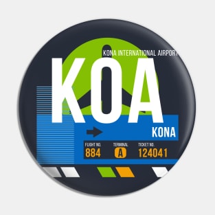 Kona (KOA) Hawaii Airport // Retro Sunset Baggage Tag Pin