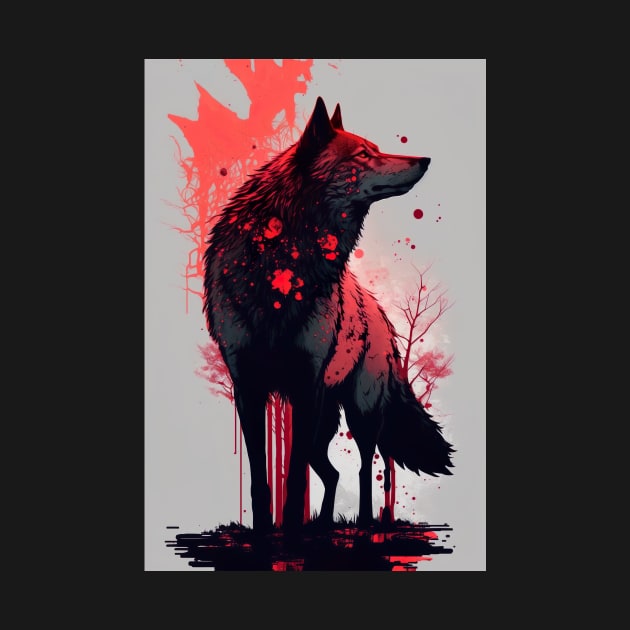 Cool Wolf with red glow by KoolArtDistrict