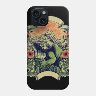 Iguana colorful vintage retro design Phone Case