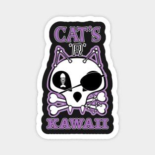 Funny Cats are Kawaii Pirate Cat, Skull and Cross Bones, Halloween Magnet