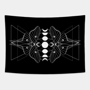 Moon Phase Reflected Luna Moth Tapestry