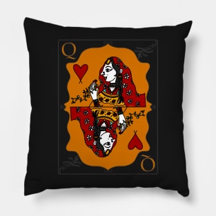 Indian Queen Of Hearts Desi Girl Black Background Pillow