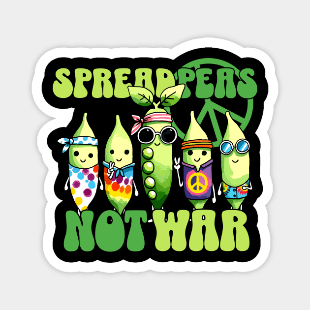 Spread Peas not War Hippy Spead Peace not War Design Magnet by DoodleDashDesigns