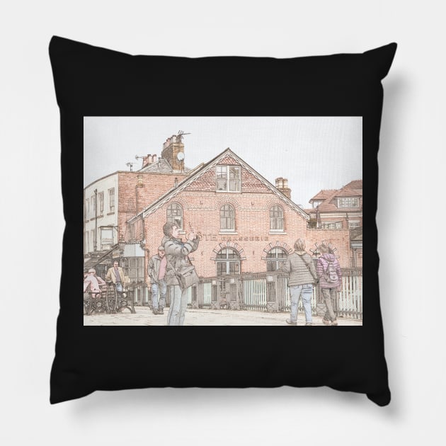 Tourist taking a picture of Windsor Castle Pillow by fantastic-designs