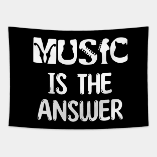 Music Is the Answer - Captivating Musical Instrument Words Tapestry