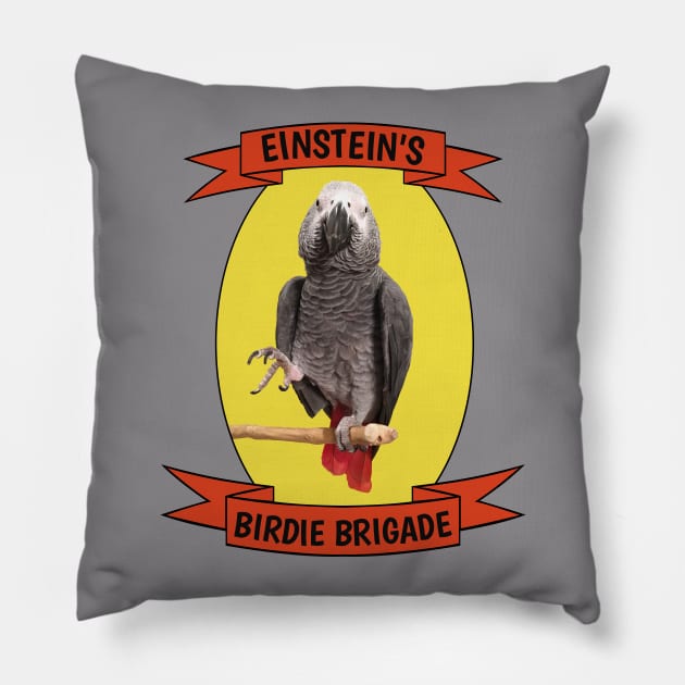 Birdie Brigade African Grey Parrot T-Shirt Pillow by Einstein Parrot