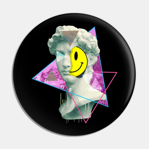 Vaporwave Have a Nice Day Statue of David Retro 1980s Art T-Shirt Pin by Vaporwave