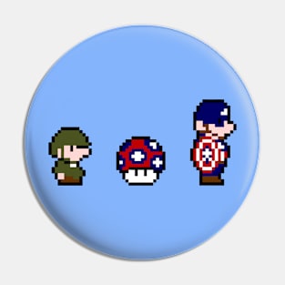 8 bit Captain Rogers Power Up Mushroom Pin