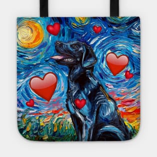 Black Labrador Night with hearts Tote