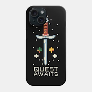 QUEST AWAITS retro 8bit pIxel sword Phone Case