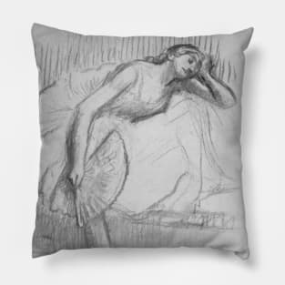 Dancer Resting with a Fan by Edgar Degas Pillow