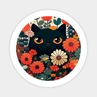 Cute Kitty Cat Flower - Cat Lover Magnet