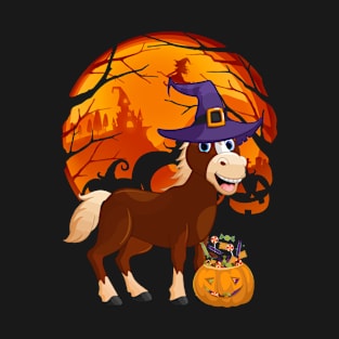 Horse pumpkin witch T-Shirt