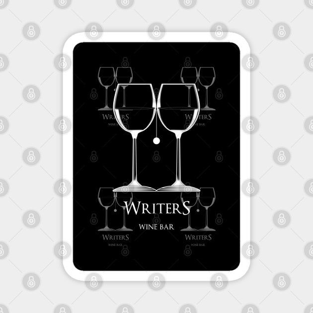 Wine Glass Pen Nib Negative Space Logo Design Wood Wall Art Magnet by Isan Creative Designs