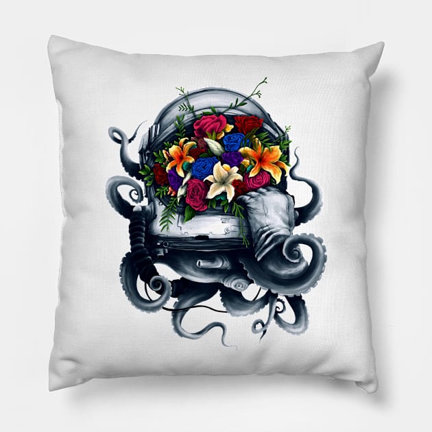 Space Bloom Pillow by opawapo