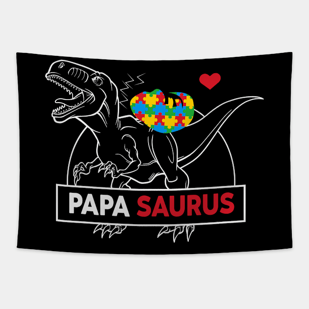 PAPA SAURUS dinosaur Autism Awareness Gift for Birthday, Mother's Day, Thanksgiving, Christmas Tapestry by skstring