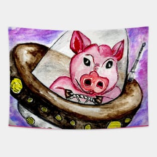 Pig in spaceship Tapestry