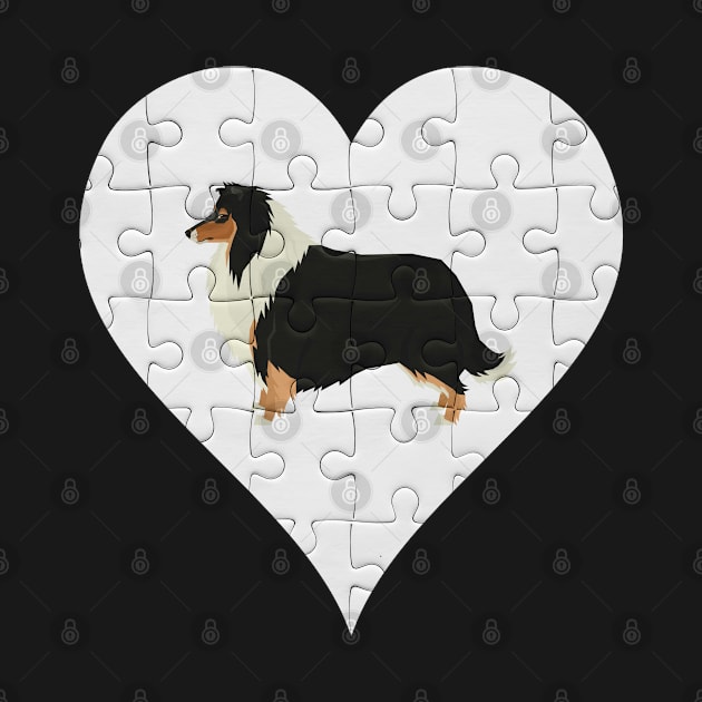 Collie Heart Jigsaw Pieces Design - Gift for Collie Lovers by HarrietsDogGifts