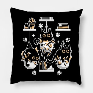 Kittens In Plant Pots - Cute Black Cats Pillow