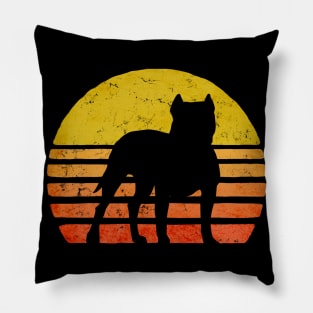 Retro Pitbull in Sunset Pillow