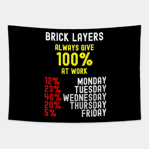 Bricklayers Give 100% at Work Funny Construction Worker Tapestry by KultureinDeezign