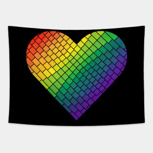 Tiled Rainbow Gay Pride Heart Tapestry