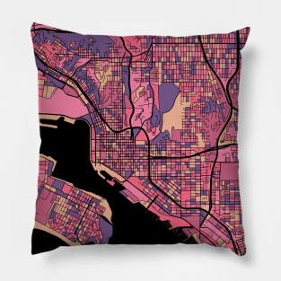 San Diego Map Pattern in Purple & Pink Pillow