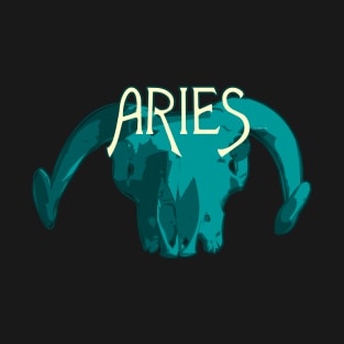 Blue Ram Skull for Aries Astrological Zodiac Sign T-Shirt