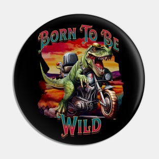 T-Rex Dinosaur On A Motorbike 2 Pin