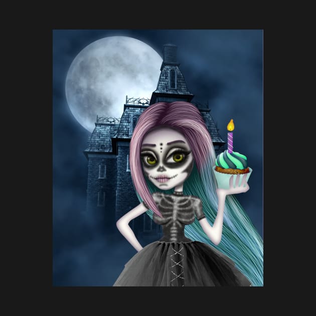 Skeleton fairy and cupcake by Paciana Peroni