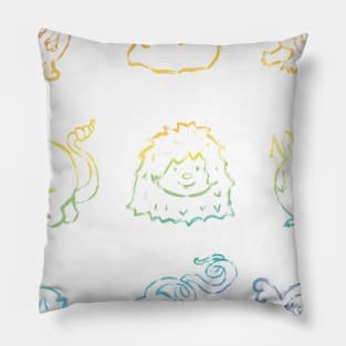 Monster friends rainbow outline Pillow