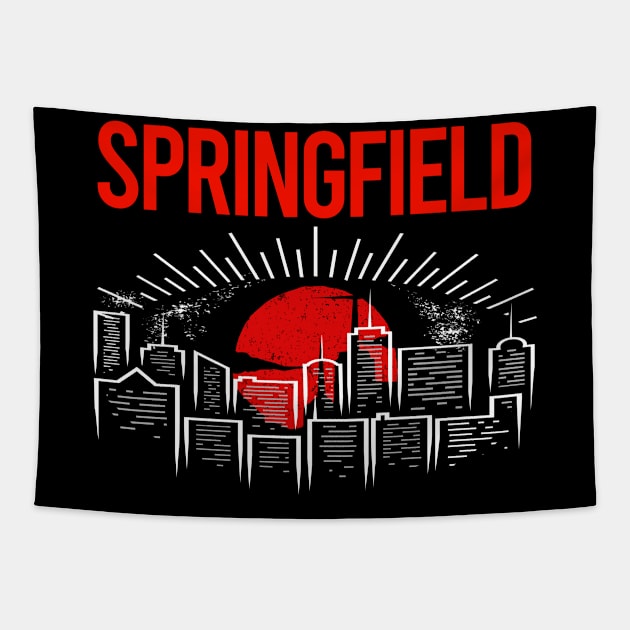 Red Moon Springfield Tapestry by flaskoverhand