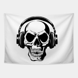 Skull With Headphones Tapestry