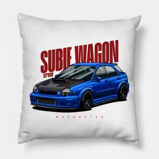 Subie Wagon (blue) Pillow
