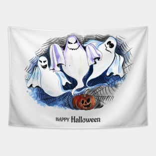 Happy Halloween Ghosts Tapestry