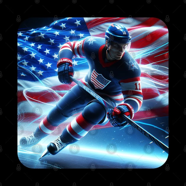 American Man Ice Hockey Player #8 by The Black Panther