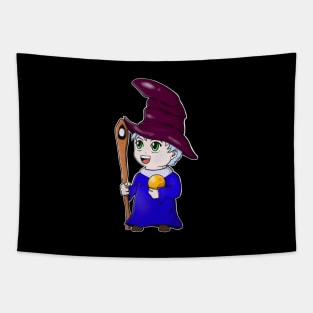 Chibi Wizard Cute Anime Magician Character Tapestry