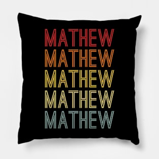 Mathew Name Vintage Retro Pattern Pillow