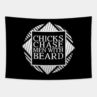 CHICKS CHASE MEN WITH BEARD Tapestry