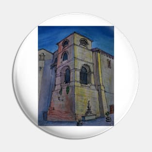 Watercolor Sketch - Bell Tower of the Church of San Francesco, Enna, Sicily Pin