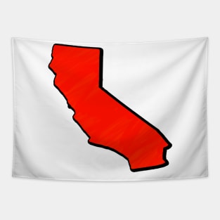 Bright Red California Outline Tapestry